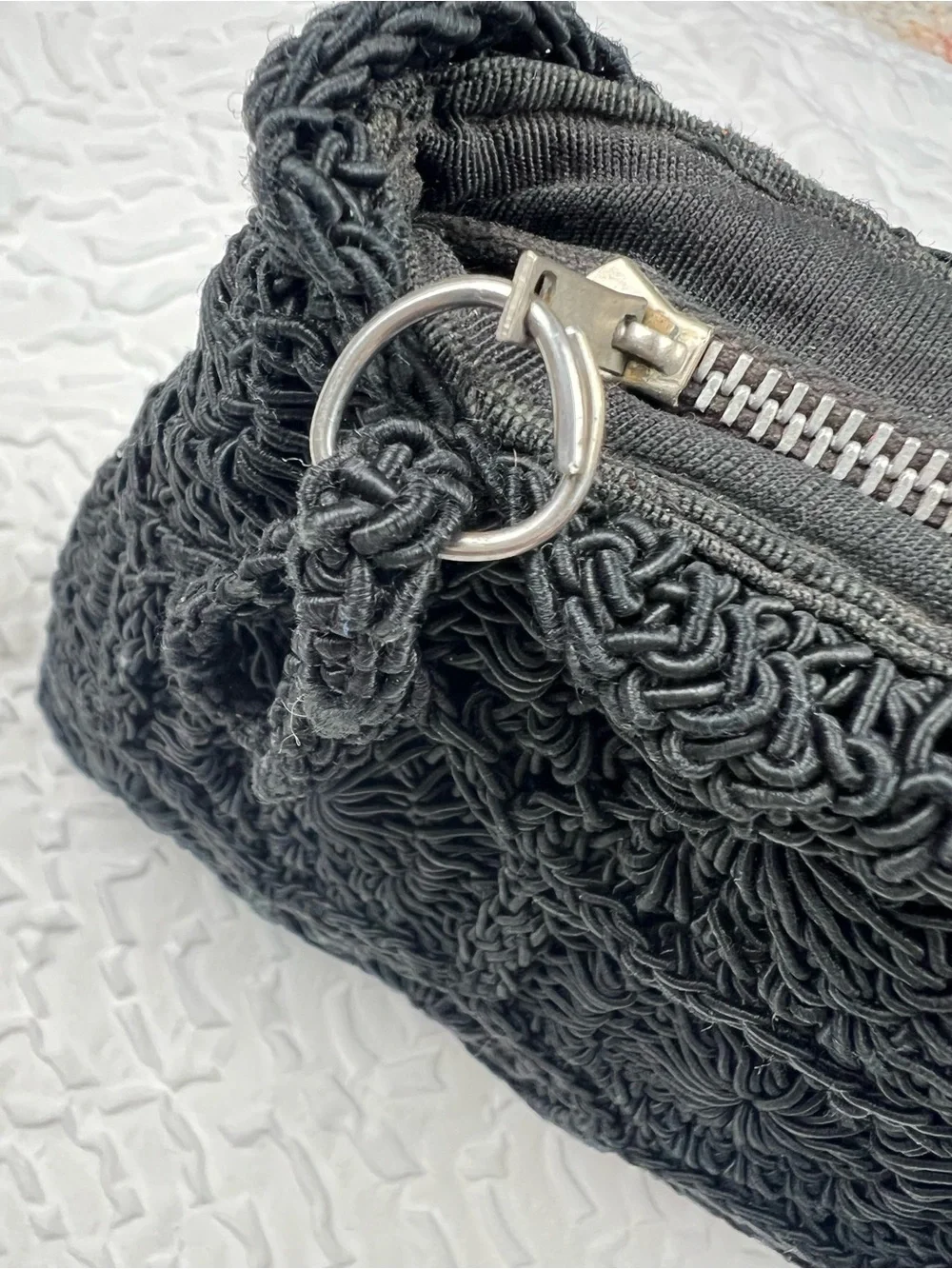 Vintage Black Crochet Small Handbag with Clear Handle M.E. Product